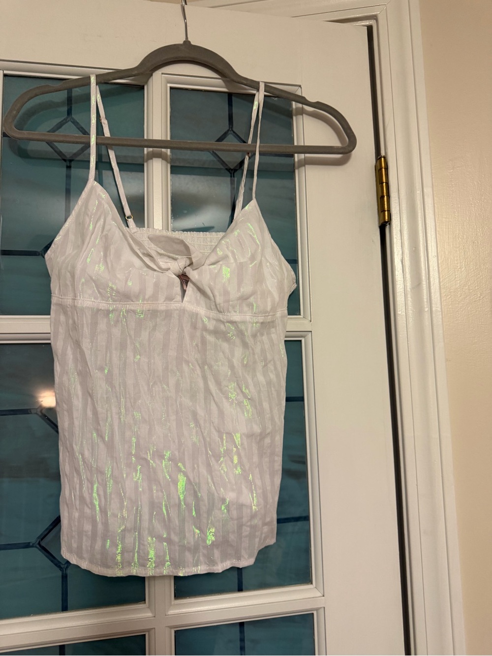 Victoria's Secret White Iridescent Spaghetti-Strap Camisole